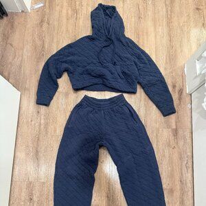 For Days Quilted Hoodie & Jogger Set Navy Size S/M